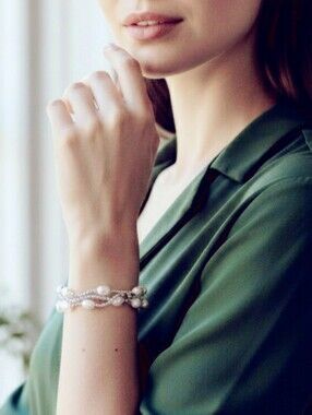 Baby Pink Freshwater Pearl & Silver Seed Bead Braided Bracelet